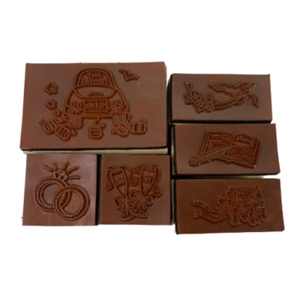 Rubber Stamps Lot of 6 Wedding Just Married Shower Wood Westwater Enterprises - Picture 4 of 10